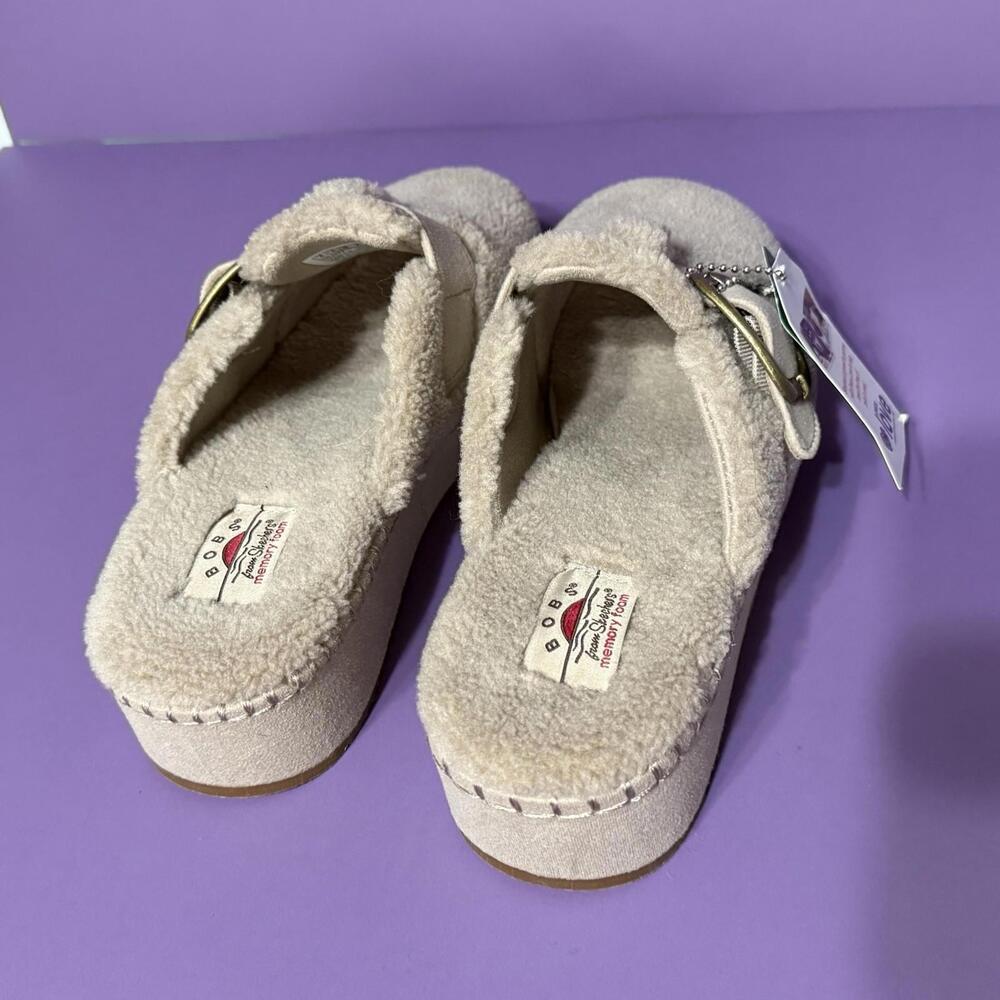 BOBS by Skechers Faux Fur Taupe Platform Slippers Vegan 114558 Women’s 8 - Picture 9 of 11